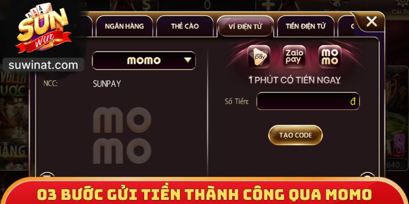 03 bước gửi tiền thành công qua Momo