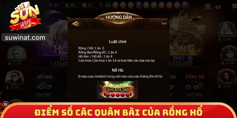 Điểm số các quân bài của Rồng hổ