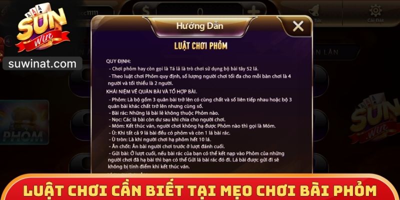 Luật chơi cần biết tại mẹo chơi bài Phỏm
